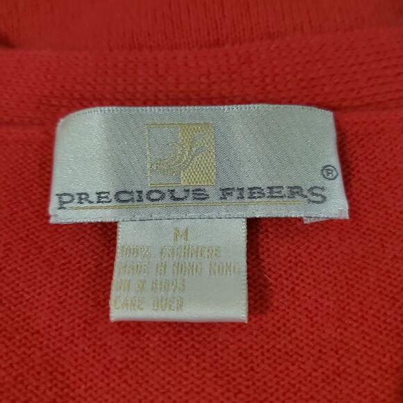 Vtg Precious Fibers Womens V-Neck Cashmere Sweater Size M Pink Relaxed Classic - Picture 6 of 9